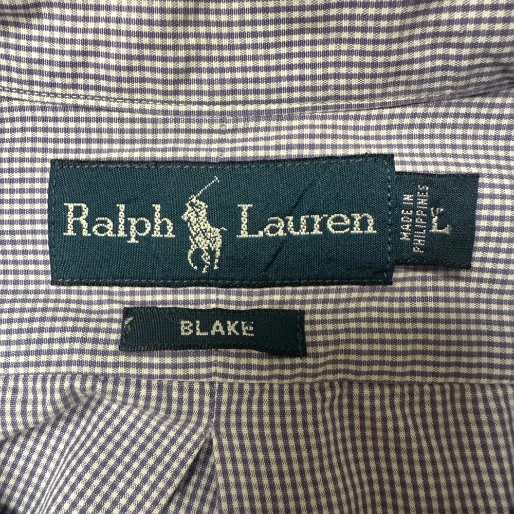 2- Ralph Lauren Button Down‎ Blake Shirts Mens Large Micro Gingham Check Plaid - Picture 4 of 14